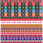 Sambalpuri border design patterns in vibrant colors, available as editable PSD and AI templates.