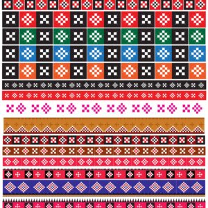 Sambalpuri border design patterns in vibrant colors, available as editable PSD and AI templates.