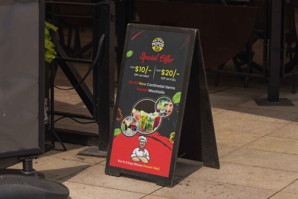 Professional Restaurant Shop Stand Board Design – Editable PSD Template for Global Businesses