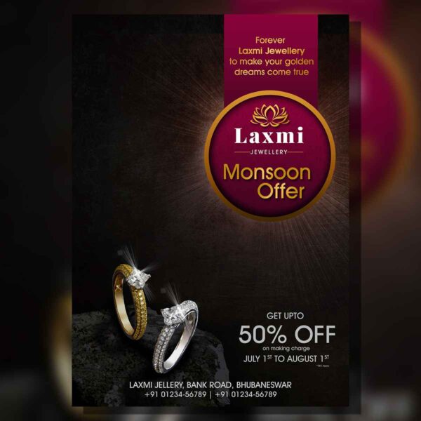 Luxury Jewellery Flyer PSD Template – Elegant A4 Design
