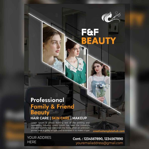 Professional Beauty Flyer PSD Template – Editable A4 Design