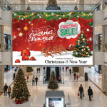 Merry Christmas and New Year banner PSD template for print