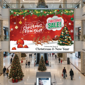 Merry Christmas and New Year banner PSD template for print