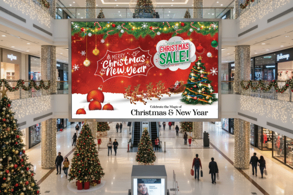 Merry Christmas and New Year banner PSD template for print