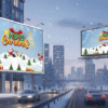 Festive Christmas flex banner editable PSD for print and digital use