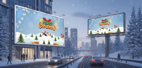 Festive Christmas flex banner editable PSD for print and digital use