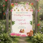 Floral wedding welcome ceremony sign printable template with hanging bells